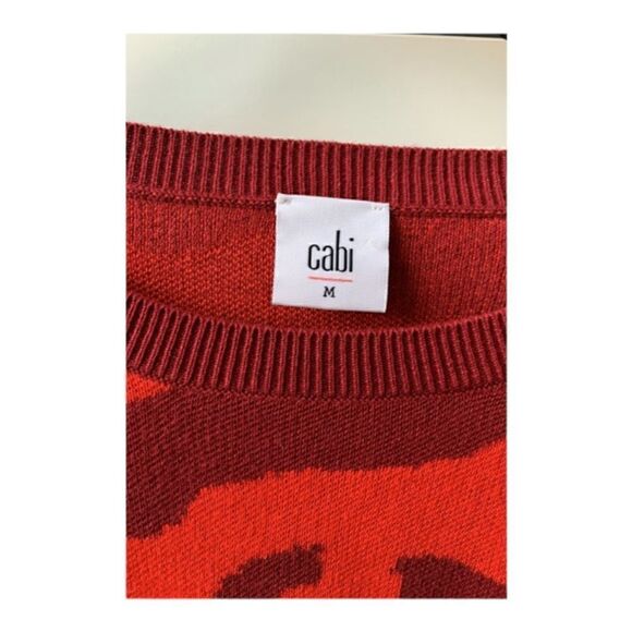 Cabi | Sakura Camo Red Maroon Pullover Crewneck Long Sleeve Sweater 3158 | M - Picture 5 of 6